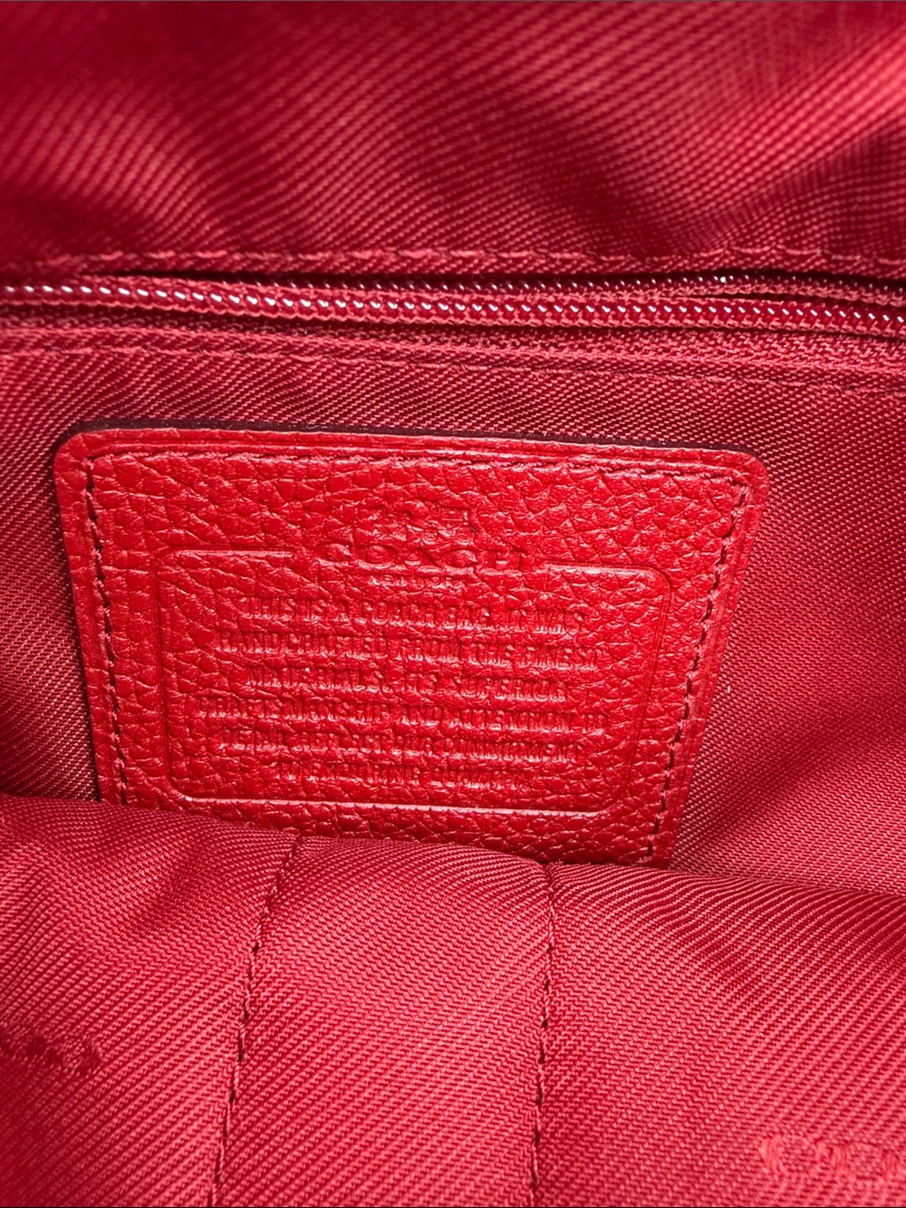 Coach Red Pebbled Leather Drawstring Backpack with Front Pockets - Picture 9 of 16